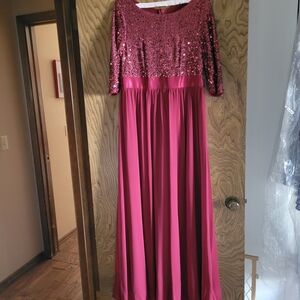Elegant Burgandy Sequin Gown